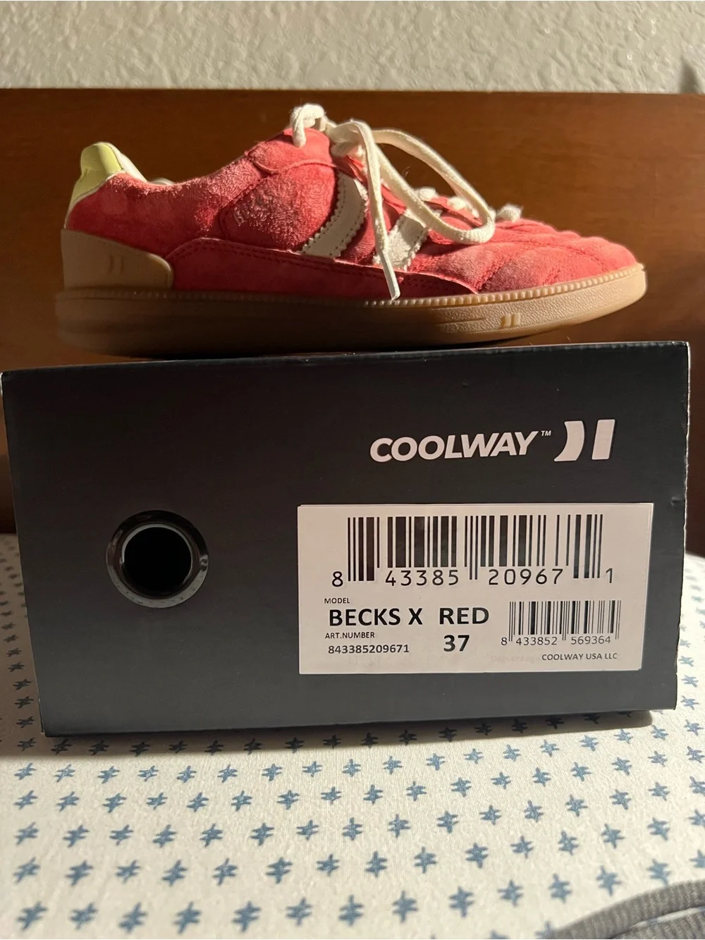 Coolway Becks X Sneakers Suede Red/ Yellow Sneakers with White Stripes